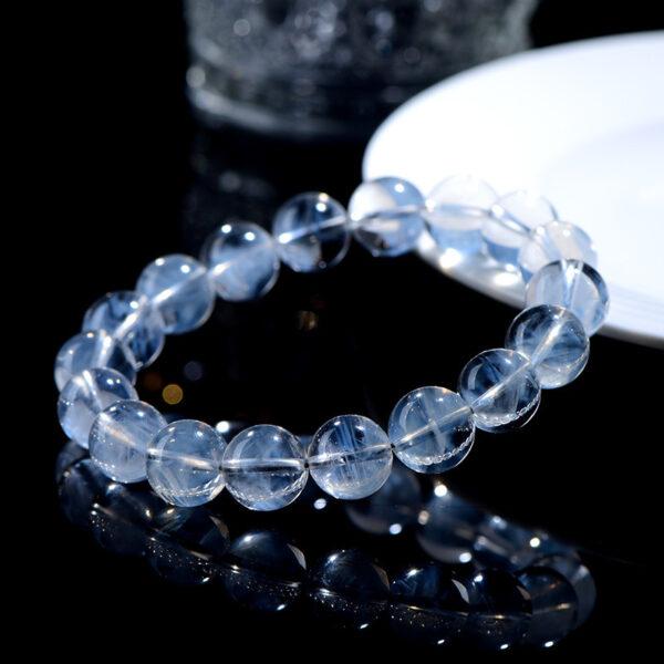 5mm - 12mm round shape 7A genuine natural blue needle quartz beaded bracelet - Image 7