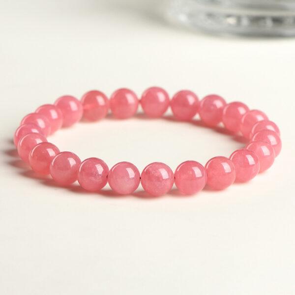 4mm - 12mm round shape genuine natural icy rhodochrosite beaded bracelet - Image 7