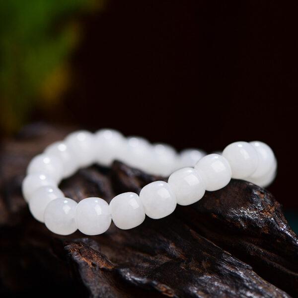 5 - 10 mm drum shape genuine natural nephrite beaded bracelet - Image 7