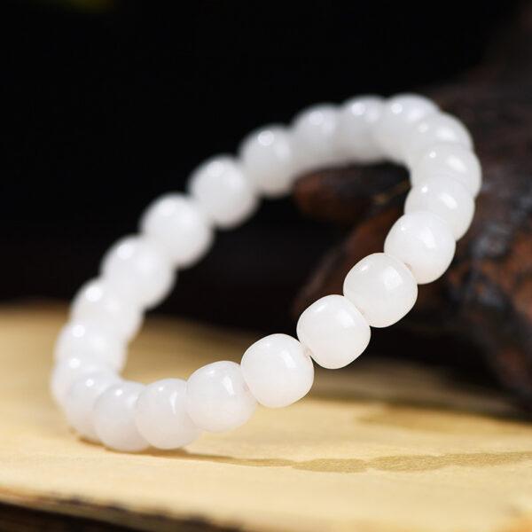 5 - 10 mm drum shape genuine natural nephrite beaded bracelet - Image 8