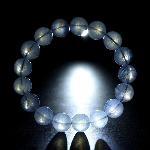 5mm - 12mm round shape 7A genuine natural blue needle quartz beaded bracelet - Image 9