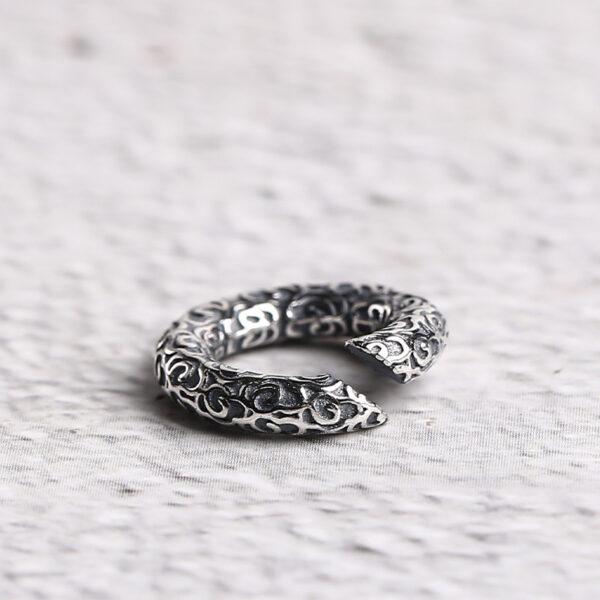 abstract cloud pattern open ring shape s925 sterling silver bead, oxidized silver open ring bead - Image 6
