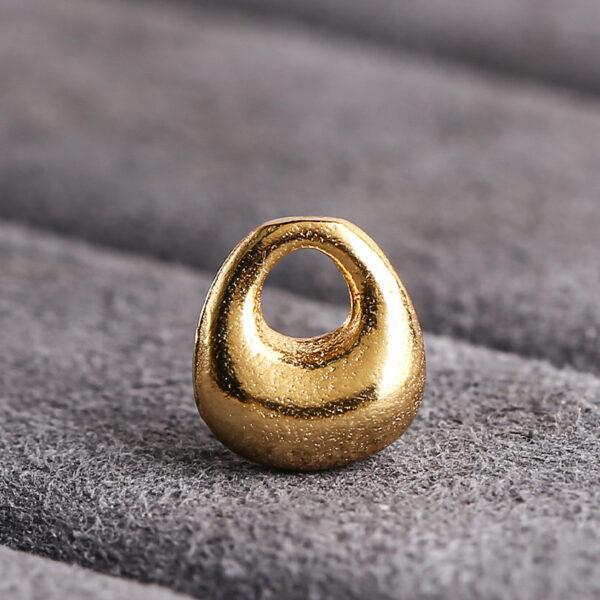 droplet shape gild s925 sterling silver charm, simple golden teardrop bead - Image 6