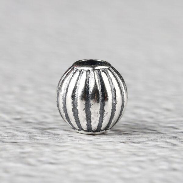 pumpkin shape s925 sterling silver bead, oxidized silver pumpkin bead - Image 7