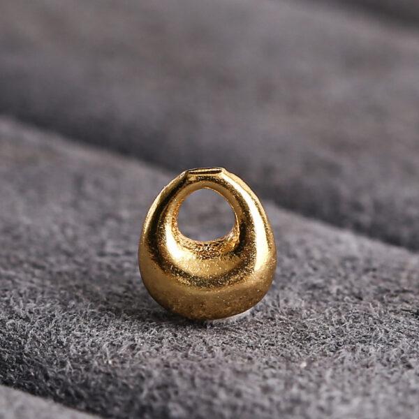 droplet shape gild s925 sterling silver charm, simple golden teardrop bead - Image 7