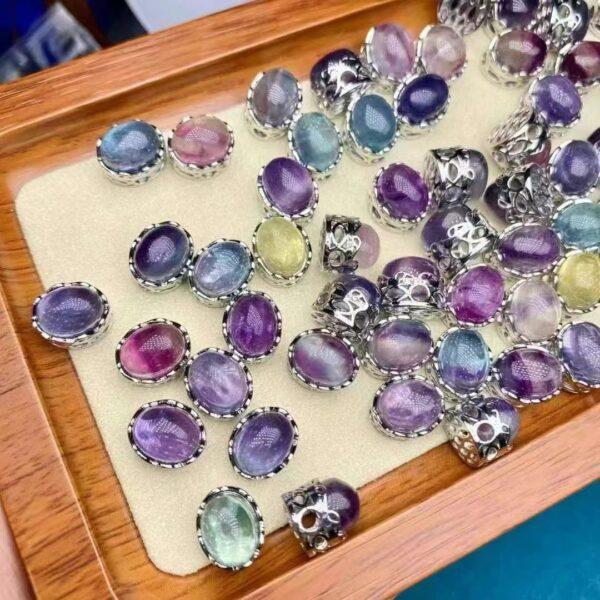 oval shape genuine natural fluorite bead, flower shape fluorite bead