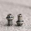 s925 sterling silver flower pattern screw shape bead, oxidized silver bead
