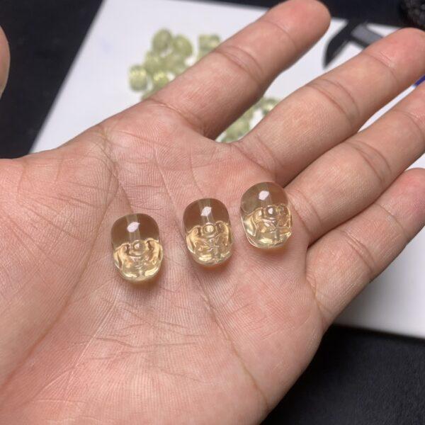 genuine natural lemon yellow citrine bead, citrine bead, citrine pixiu, yellow bead, pixiu bead, animal bead