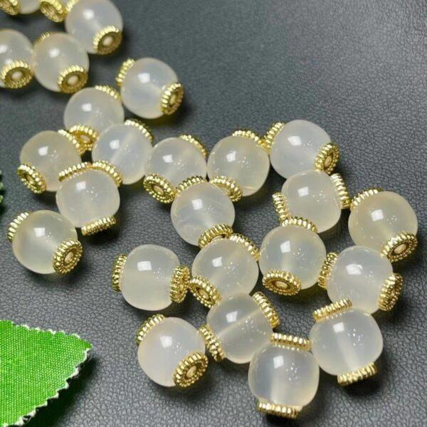 drum shape genuine natural agate bead, white agate drum bead