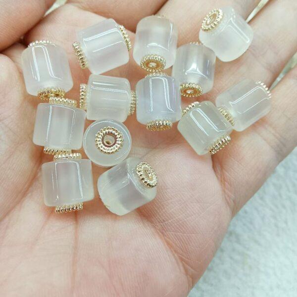 tube shape genuine natural agate bead, white agate tube bead