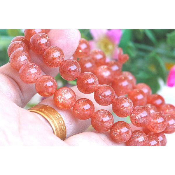 6A golden light genuine natural sunstone bracelet, 6 - 12mm round shape beaded bracelet