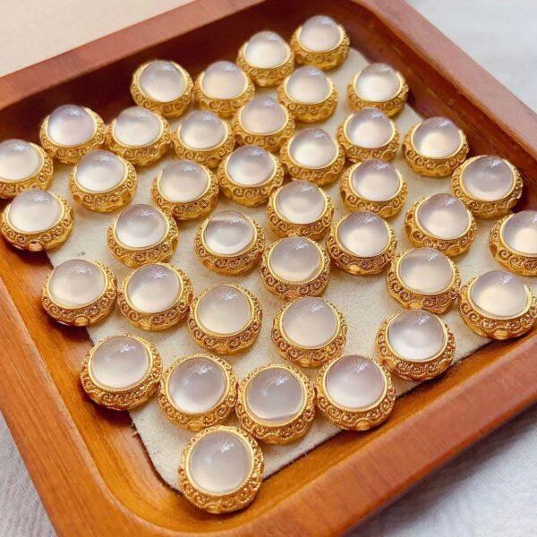 round shape genuine natural agate bead, flower pattern white agate round bead