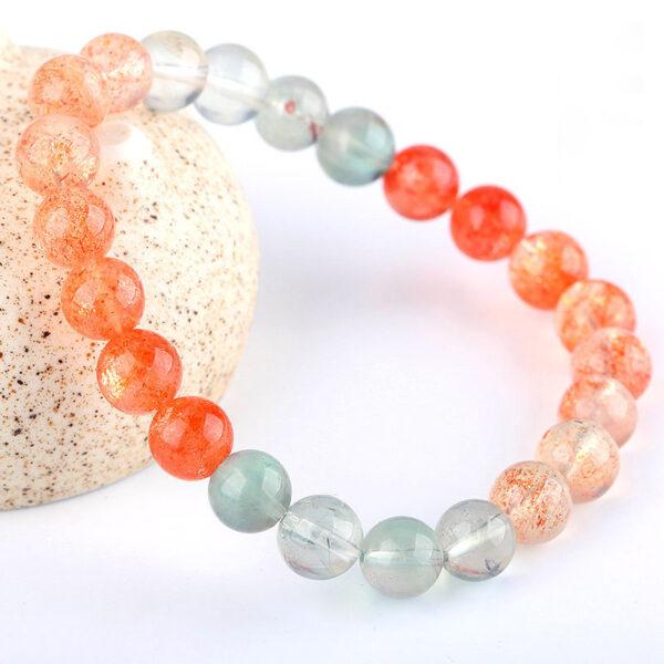 best genuine natural colorful arusha sunstone bracelet, 6 - 12mm round shape beaded bracelet