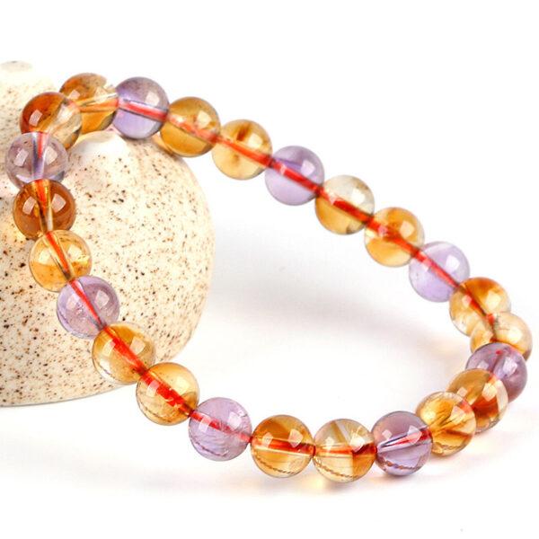 7A genuine natural ametrine bracelet, 7 - 10mm round shape beaded bracelet