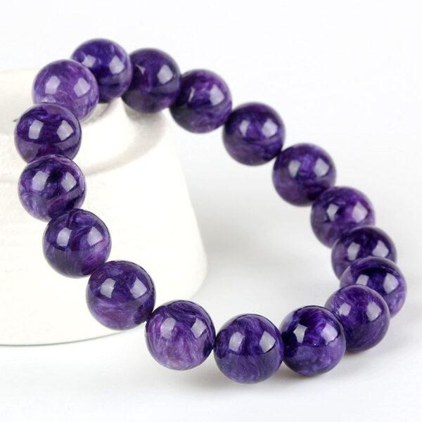 best genuine natural charoite bracelet, 7 - 14mm round shape beaded bracelet