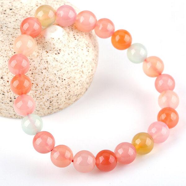best genuine natural colorful agate bracelet, 8 - 14mm round shape beaded bracelet