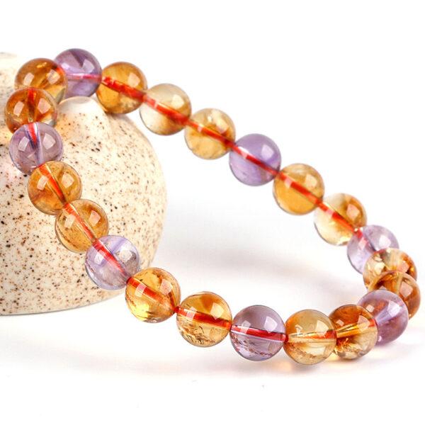 6A genuine natural ametrine bracelet, 7 - 10mm round shape beaded bracelet