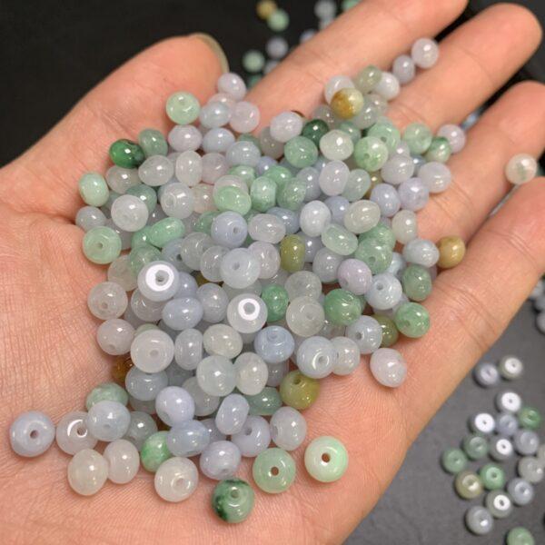 drum shape genuine natural light purple and green jadeite bead, small jade bead