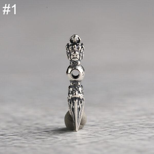 s925 sterling silver Vajra shape charm bead, oxidized silver vajra charm - Image 6