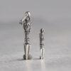 s925 sterling silver vajra shape charm bead, oxidized silver vajra charm