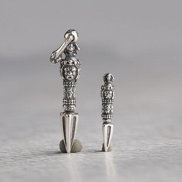 s925 sterling silver vajra shape charm bead, oxidized silver vajra charm