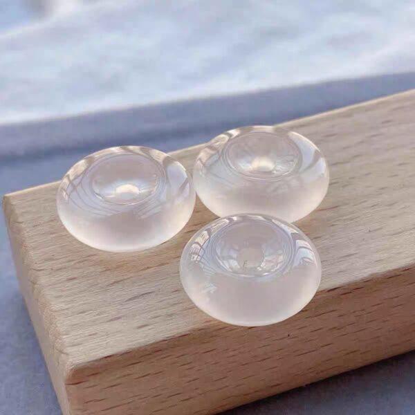 Donut shape genuine natural agate bead, white agate ring bead - Image 2