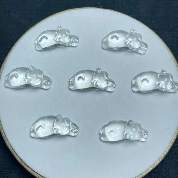 cute cat shape genuine natural clear quartz bead, white cat bead - Image 2