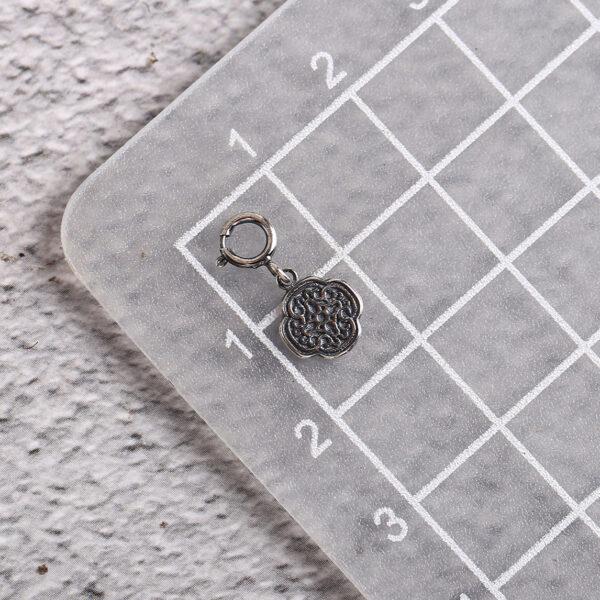 s925 sterling silver cloud pattern charm bead, oxidized silver flower charm - Image 2