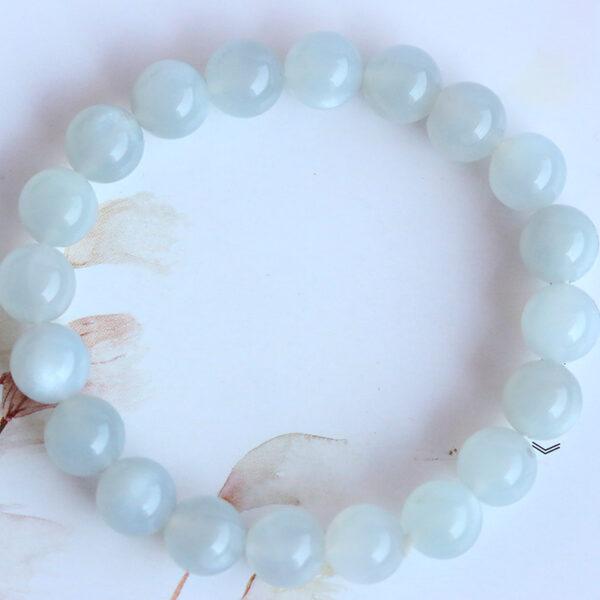 6A white light genuine natural moonstone bracelet, 6 - 12mm round shape beaded bracelet - Image 2