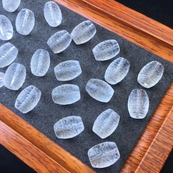 fret pattern oval shape genuine natural white agate bead, flower shape agate bead - Image 2