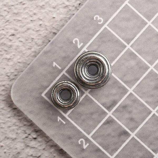 s925 sterling silver line pattern rondelle shape bead, oxidized silver bead - Image 2