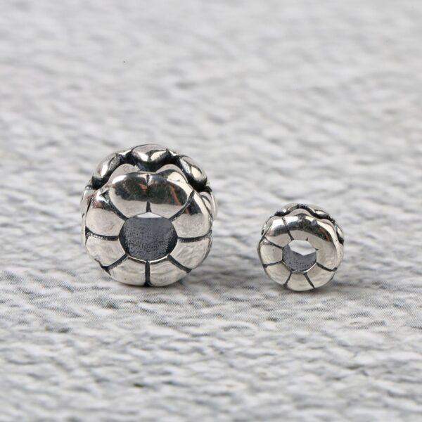 s925 sterling silver teeth pattern rondelle shape bead, oxidized silver bead - Image 2