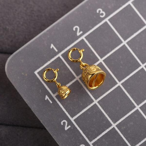 bell shape gild s925 sterling silver charm bead, golden bell bead - Image 2