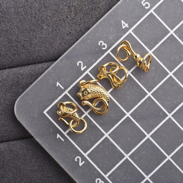 animal and flower shape gild s925 sterling silver necklace clasp bead, golden bracelet clasp finding - Image 2