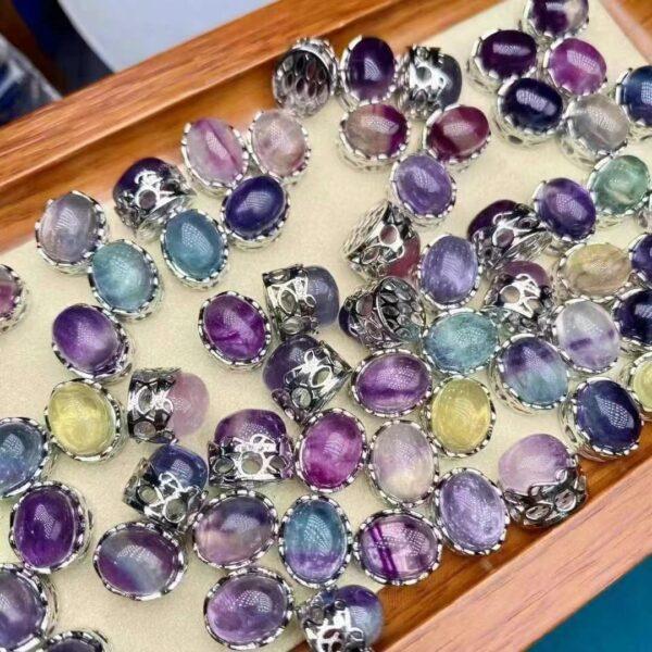 oval shape genuine natural fluorite bead, flower shape fluorite bead - Image 2
