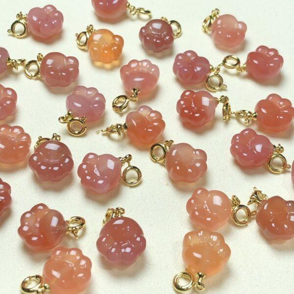 cat paw shape genuine natural pink agate charm, cat paw shape agate bead - Image 2