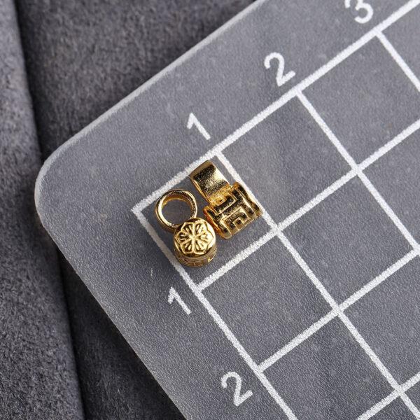 flower pattern round shape gild s925 sterling silver rope tie buckle, golden flower bead - Image 2