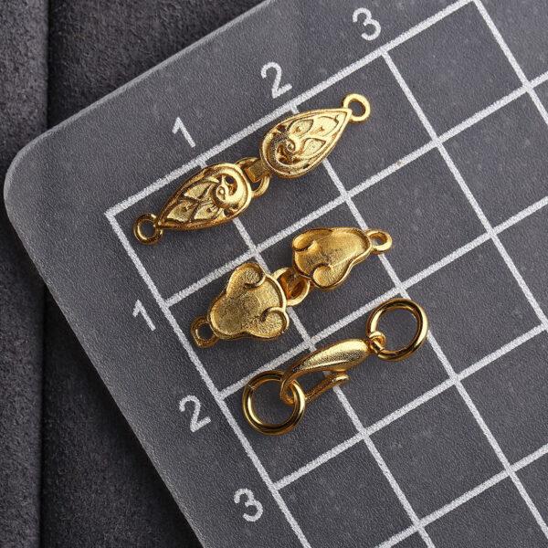 flower shape gild s925 sterling silver necklace clasp bead, golden bracelet clasp finding - Image 2