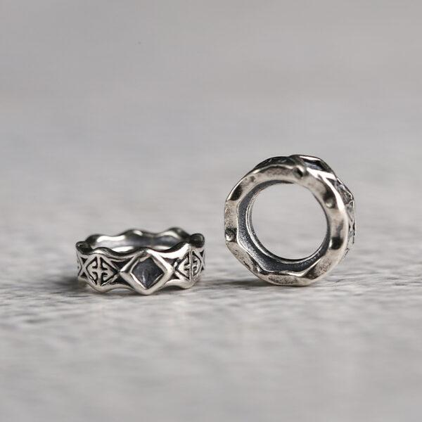 ring bead, flower bead, jump ring, spacer bead, s925 sterling silver, silver bead, oxidized silver bead - Image 2