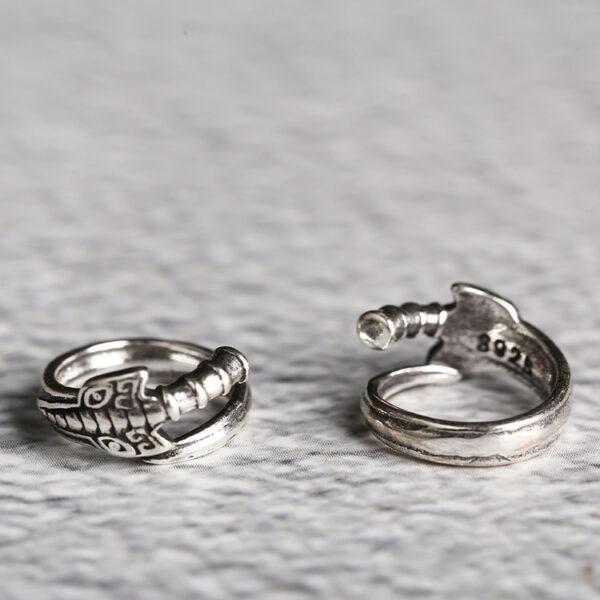 ring bead, curved sword bead, jump ring, spacer bead, s925 sterling silver, silver bead, oxidized silver bead - Image 2