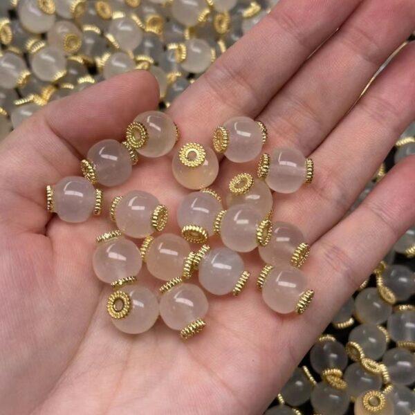 drum shape genuine natural agate bead, white agate drum bead - Image 2