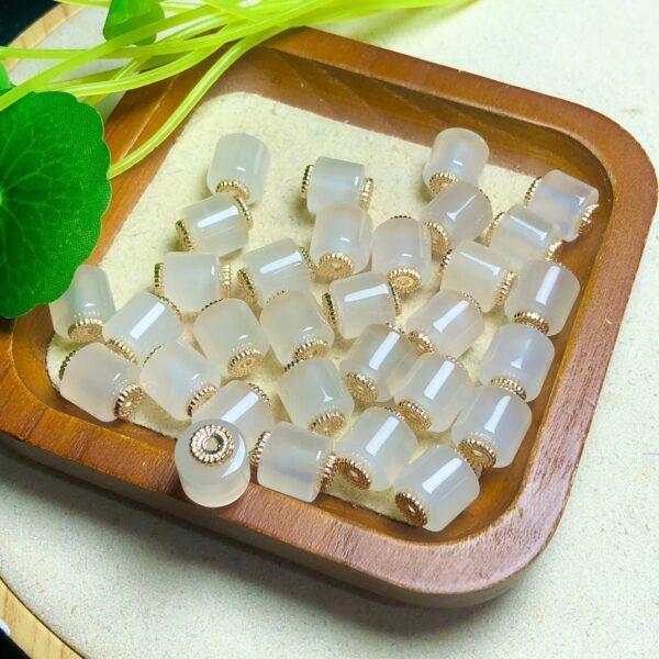 tube shape genuine natural agate bead, white agate tube bead - Image 2