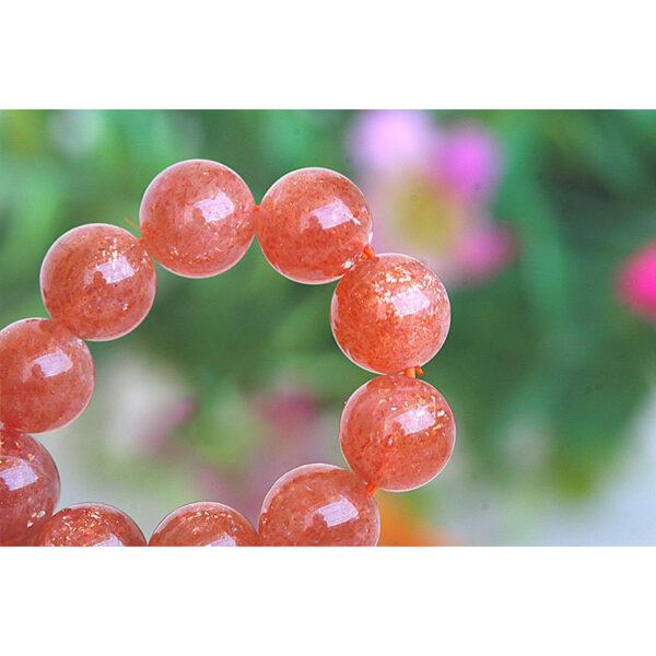 6A golden light genuine natural sunstone bracelet, 6 - 12mm round shape beaded bracelet - Image 2