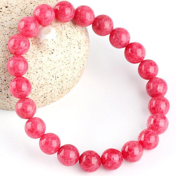 7A genuine natural rhodonite bracelet, 6 - 14mm round shape beaded bracelet - Image 2