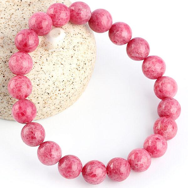 6A genuine natural rhodonite bracelet, 6 - 14mm round shape beaded bracelet - Image 2