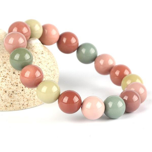 best genuine natural macaroon color agate bracelet, 6 - 14mm round shape colorful beaded bracelet - Image 2