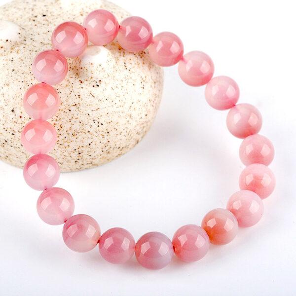best genuine natural clear pink agate bracelet, 7 - 12mm round shape beaded bracelet - Image 2