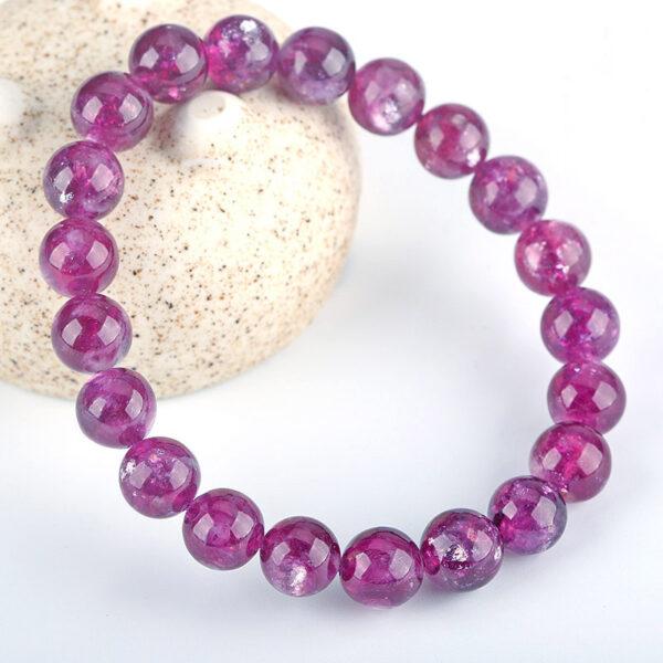 best genuine natural purple lepidolite bracelet, 7 - 14mm round shape beaded bracelet - Image 2