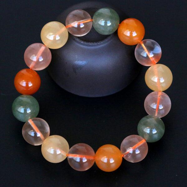 7A genuine natural colorful agate bracelet, 6 - 14mm round shape beaded bracelet - Image 2