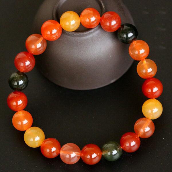 6A genuine natural colorful agate bracelet, 6 - 14mm round shape beaded bracelet - Image 2